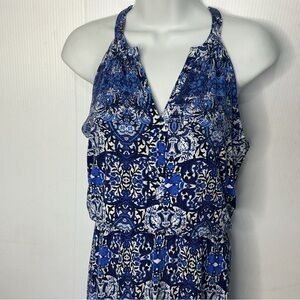 Artisan Blue Floral Halter Maxi Dress